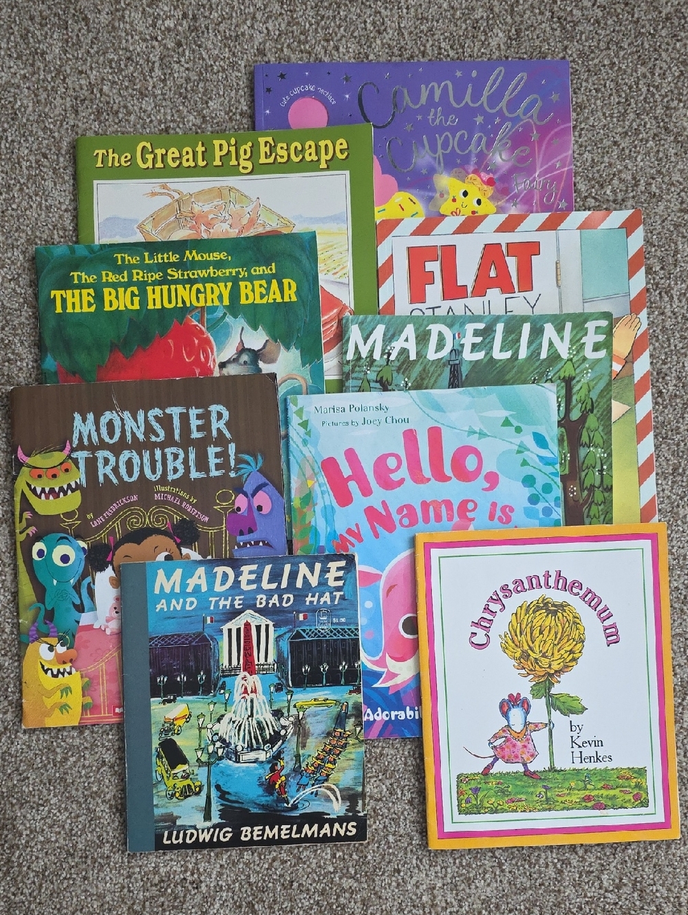 Children's Book Bundle - Set Of 9 Madeline, Chrysanthemum, Camilla The Cupcake